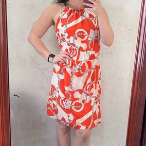 Lilly Pulitzer Tango Orange Booze Cruise Kenner Dress 100% Silk Size Small
